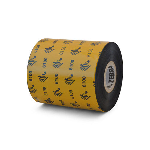 Ruban Zebra – 06100BK08045 – Zebra 3.15" × 1,476' 6100 Ruban cire-résine (Caisse)