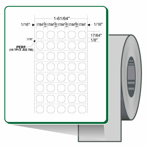 Étiquettes 10022952 - Étiquette à transfert thermique Zebra 0.27" x 0.27" (6.9 mm x 6.9 mm) Z-Ultimate 2000T - Noyau 3 - 23224 étiquettes/rouleaux - 1 rouleaux par caisse