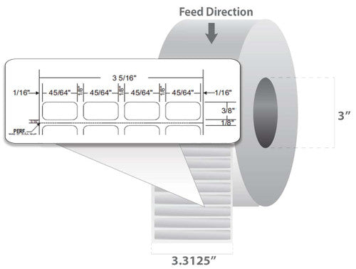 Étiquettes 10023190 - Zebra 0.7" x 0.375" Z-Ultimate 3000T Label – 10 Labels/Roll – Case
