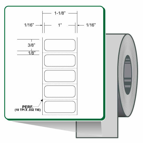 Étiquettes 10023011 - Zebra 1" x 0.4" (25.4 mm x 10.2 mm) Z-Ultimate 2000T Label (Roll, Case) – Core 3" – Thermal Transfer – 11964 LABELS PER ROLL