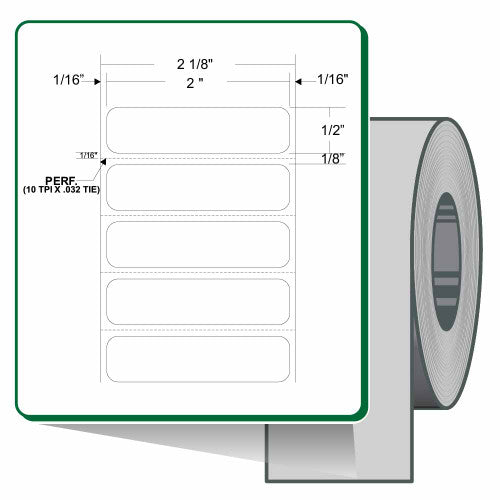 Étiquettes 10023173 - Zebra 2" x 0.5" (50.8 mm x 12.7 mm) Z-Xtreme 4000T Label (Roll, Case) – Core 3" – Thermal Transfer – 5001 LABELS PER ROLL