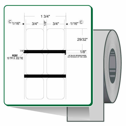 Étiquettes 10023236 - Zebra 0.75" x 0.9" (19.0 mm x 22.9 mm) Z-Xtreme 4000T Label (Roll, Case) – Core 1" – Thermal Transfer – 1500 LABELS PER ROLL