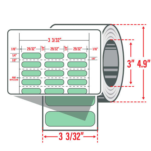 Étiquettes 10023315 - Zebra 0.91" x 0.25" Paper Label – 10 Labels/Roll – Case