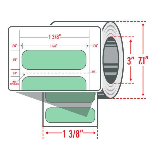 10023318 - Zebra 1.25" x 0.25" Z-Supreme 4000T étiquette (Vert) (boîte)