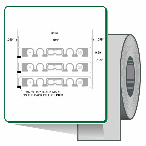 Étiquettes 10026624 - Zebra 3.82" x 0.591" Z-Perform 1500T RFID Label (Case) Label – Case