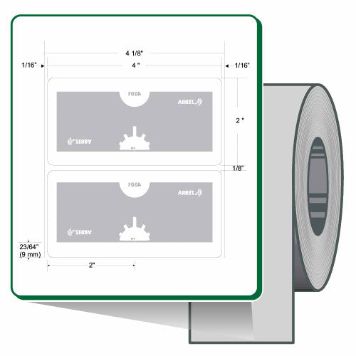 Étiquettes 10035242 - Zebra 4" x 2" (101.6 mm x 50.8 mm) Z-Perform 1500T Label (Roll, Case) – Core 3" – Thermal Transfer – 4001 LABELS PER ROLL