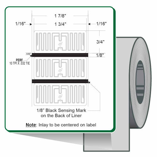 Étiquettes 10036917 - Zebra 1.75" x 0.75" Direct Thermal Paper Label – 0.75" Core – 400 Labels/Roll – Case