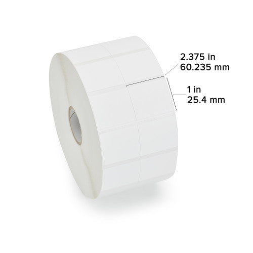 Étiquettes Zebra 2.38" x 1" Paper Label – 1" Core – Noyau: 1"