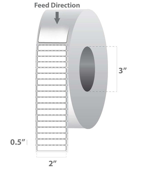 Étiquettes 10022926 - Zebra 2" x 0.5" Polypropylene Label – 3" Core – Case