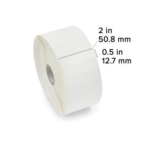 Étiquettes 18928 - Zebra 2" x 0.5" Polypropylene Label – 1" Core – Roll