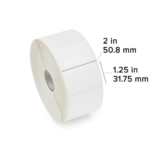 Étiquettes 10032211 - Étiquette à transfert thermique Zebra 2" x 1.25" (50.8 mm x 31.8 mm) Z-Perform 2000T - Noyau 1 - 1720 étiquettes/rouleaux - 8 rouleaux par caisse