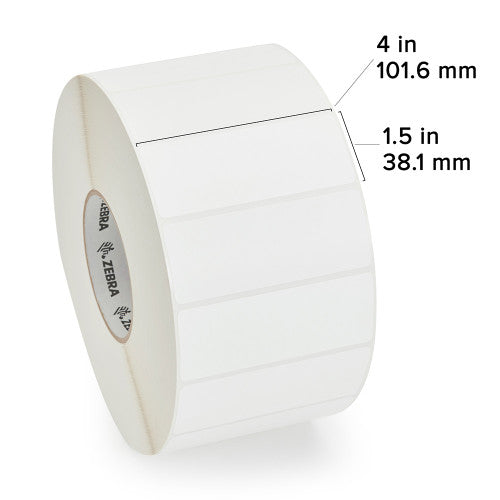 Étiquettes Zebra 4" x 1.5" Paper Label – 3" Core – Noyau: 3"