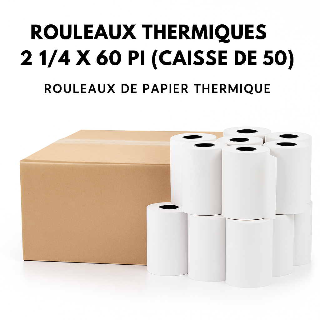 Rouleaux de papier Thermiques 2 1/4 x 60 PI (caisse de 60)